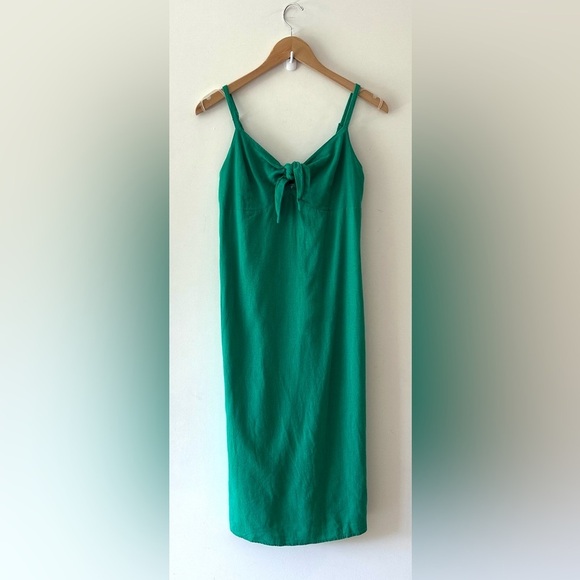 OLD NAVY Linen Green Tie Front Midi Sundress - Picture 6 of 8